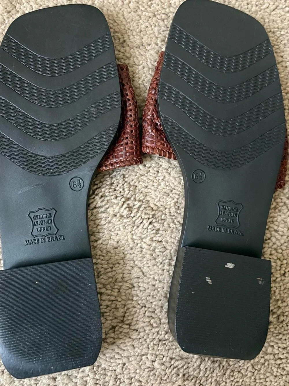 Faded Glory Brown Woven Slide Sandals
